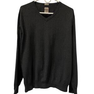 Article 365 Sweater Cotton Cashmere V-Neck XL Gray Knit Pull-Over Mens